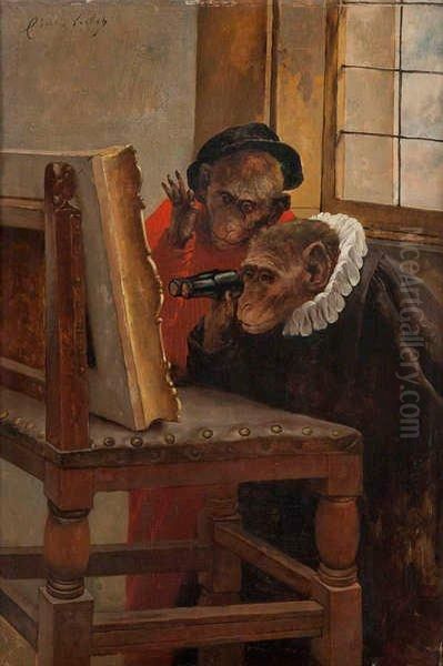 The art connoisseurs Oil Painting by Charles Verlat
