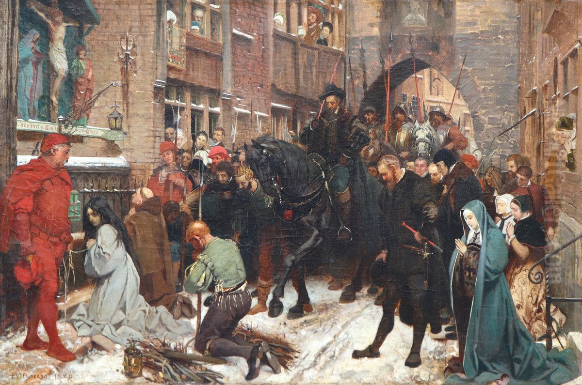 On the way to the ordeal (modello) Oil Painting by Pieter Van der Ouderaa