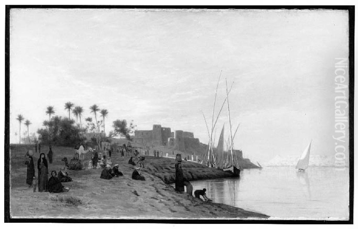 Esneh on the Nile, 1880. Oil Painting by Ernest Wadsworth Longfellow