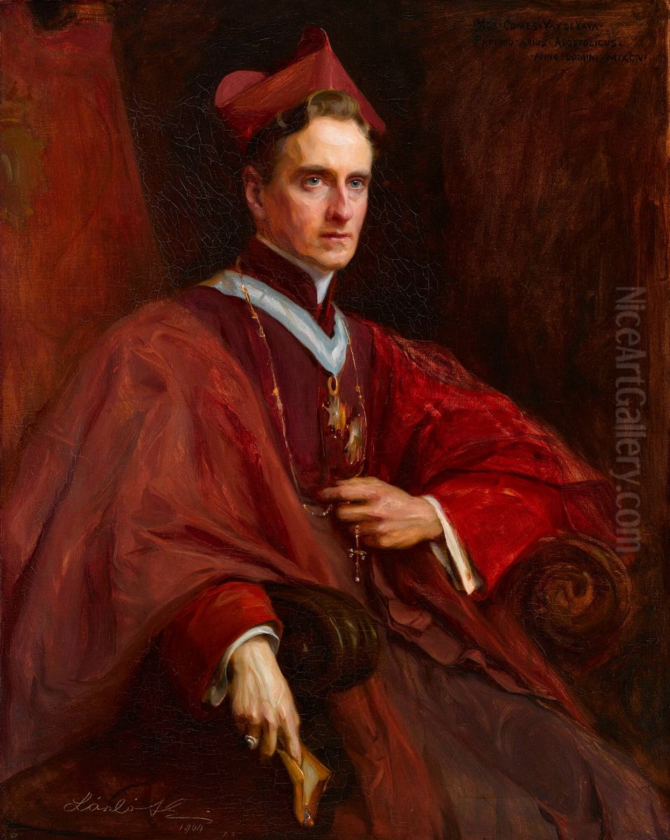 Portrait of Monsignor Count Vay de Vaya, Protonotorious Apostolicus Oil Painting by Philip de Laszlo