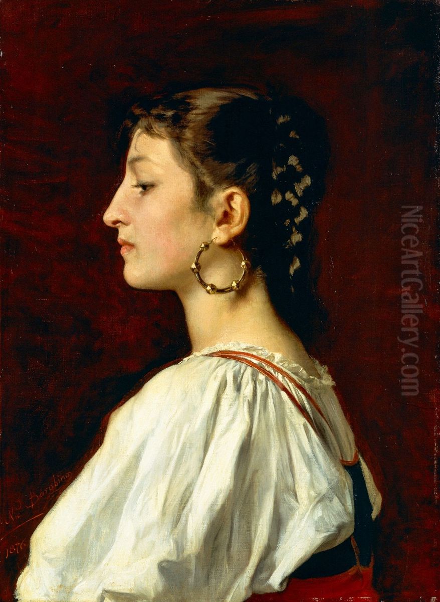 Profilo di donna Oil Painting by Nicolo Barabino
