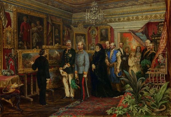 The visit of EmperorFranz Josephin the house ofJan Matejkoon 2 September 1880. Oil Painting by Juliusz Kossak