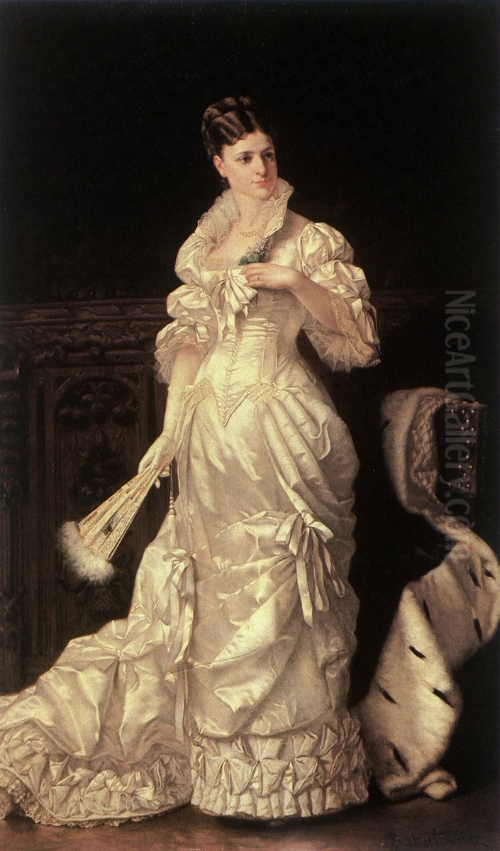 Jozefina z Gumowskich Amszynska Oil Painting by Wladyslaw Bakalowicz