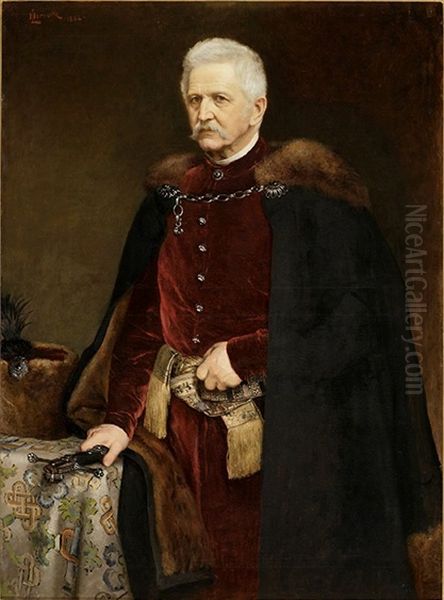 Portrait of Leon Sapieha (1803-1878) Oil Painting by Leopold Horovitz