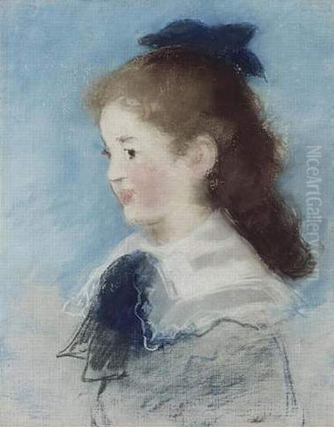 Portrait de Mademoiselle Hecht de profil Oil Painting by Edouard Manet