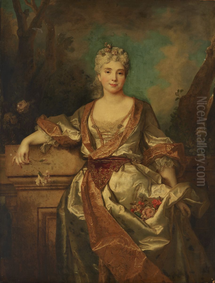 Portrait of Jeanne Henriette Augustine de Fourcy, marquise de Puysegur (1692-1737) Oil Painting by Nicolas de Largilliere