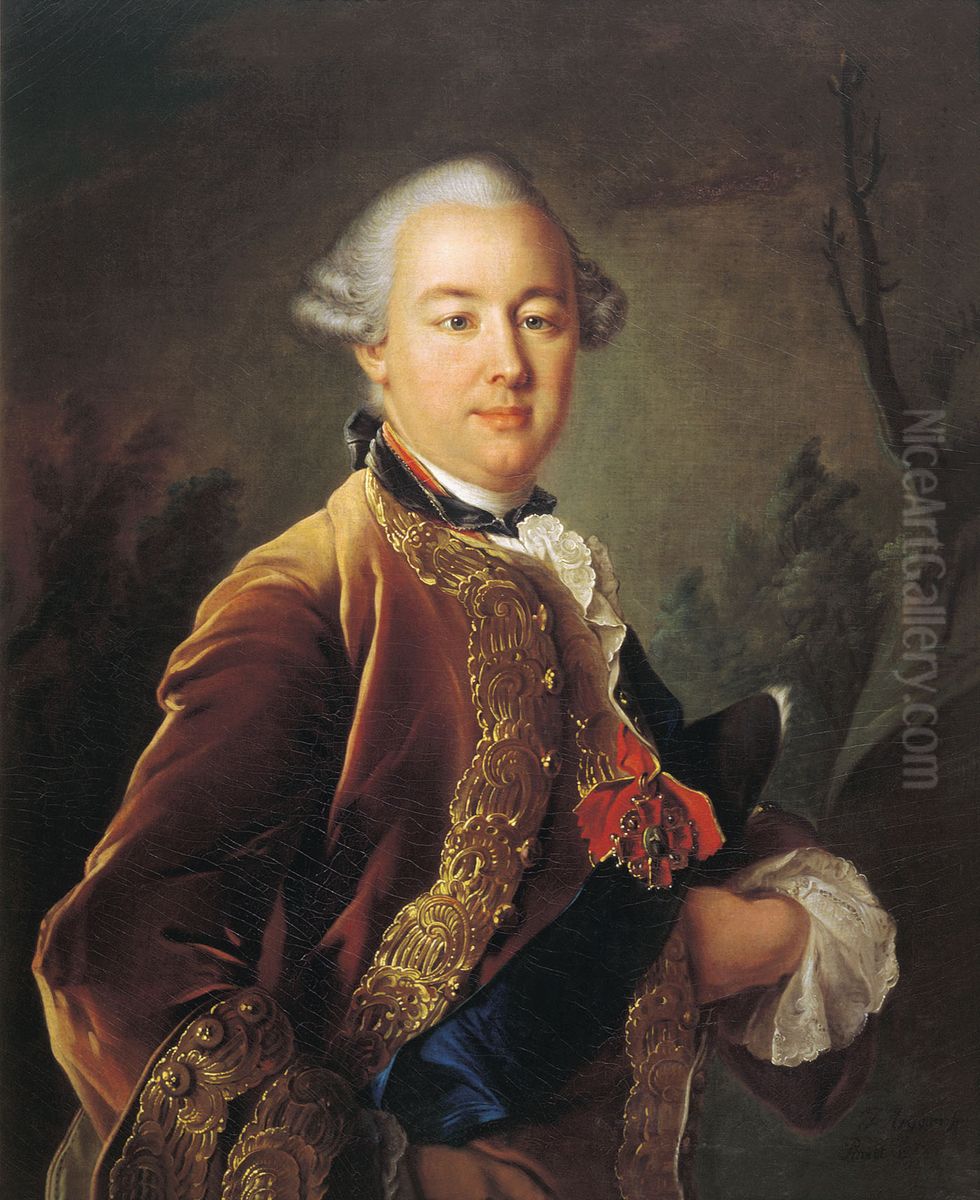 Portrait of Petr Sheremetev (artist's owner) Oil Painting by Ivan Argunov
