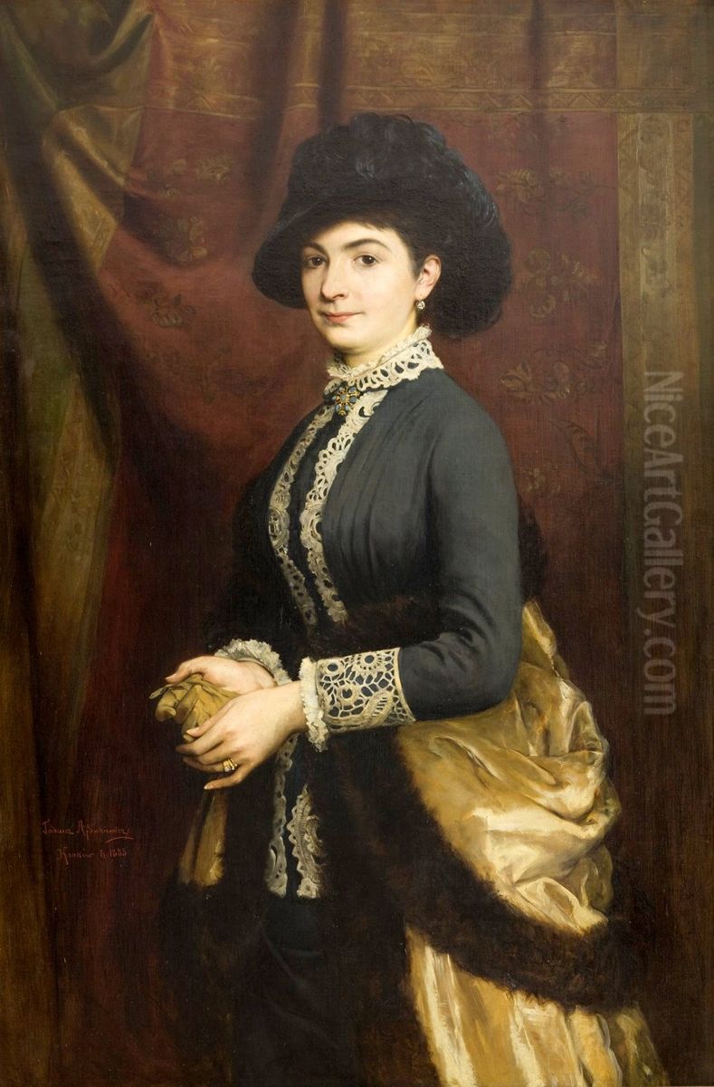 Portret Antoniny Hoffmanowej Oil Painting by Tadeusz Ajdukiewicz