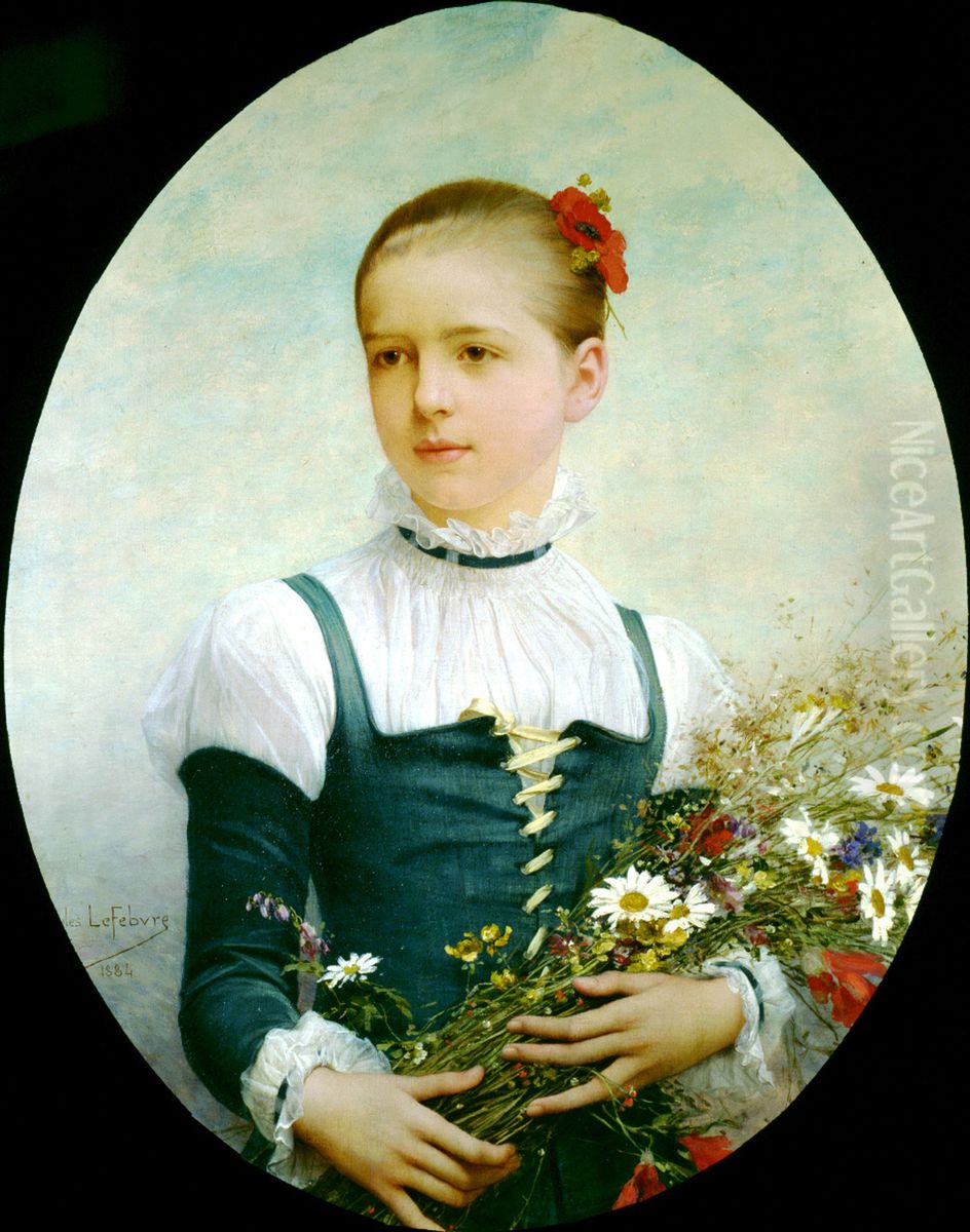 Portrait of Edna Barger of Connecticut Oil Painting by Jules Lefebvre