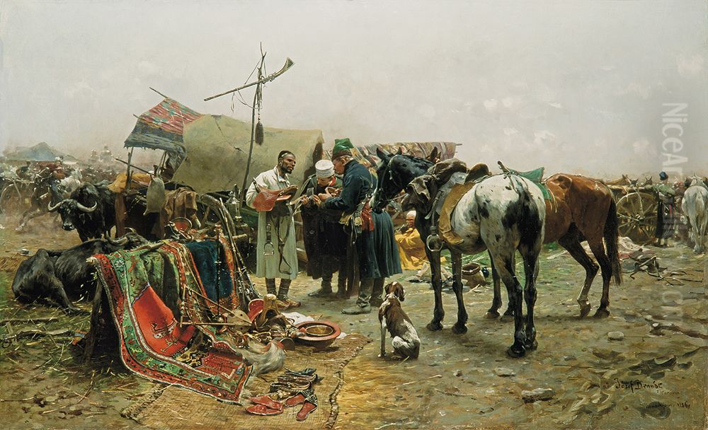 Fair in Bialka. Oil Painting by Jozef Brandt