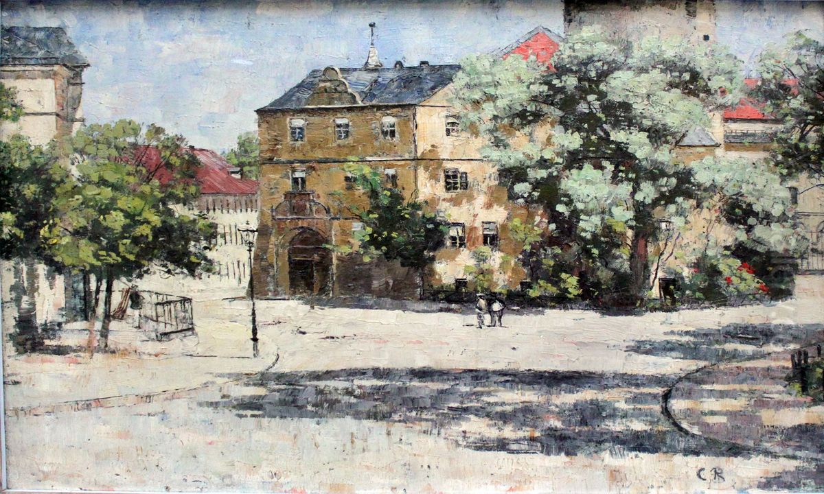 Burgplatz near the Grand Ducal Palace at Weimar Oil Painting by Christian Rohlfs