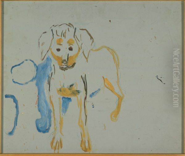 Dog Standing Oil Painting by Edvard Munch