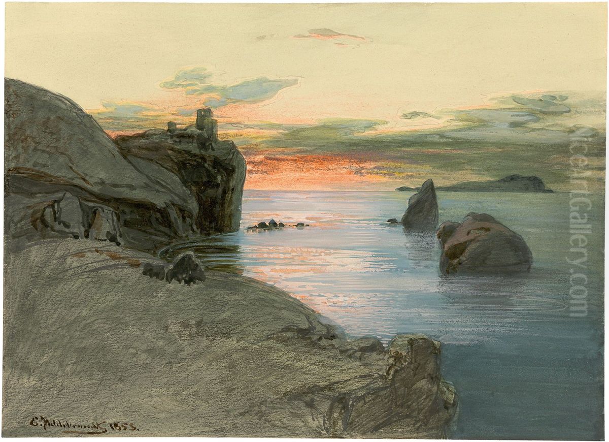 Felsige Kuste im Abendrot Oil Painting by Eduard Hildebrandt