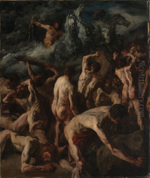 Titan battle Oil Painting by Wilhelm Trubner