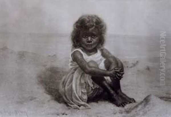 Little Girl in the Sand Oil Painting by Grace Hudson