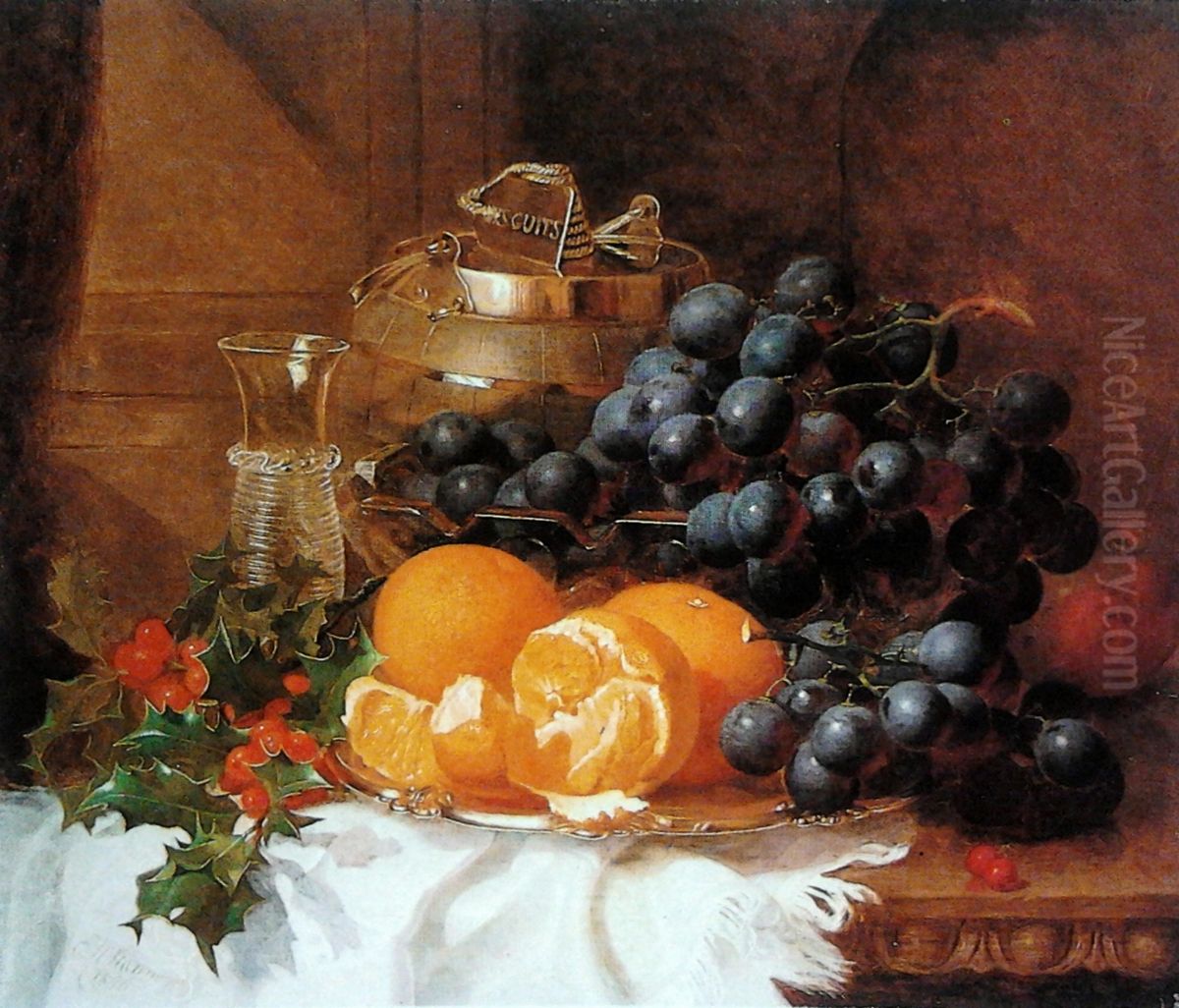 Christmas still life. Oil Painting by Eloise Harriet Stannard