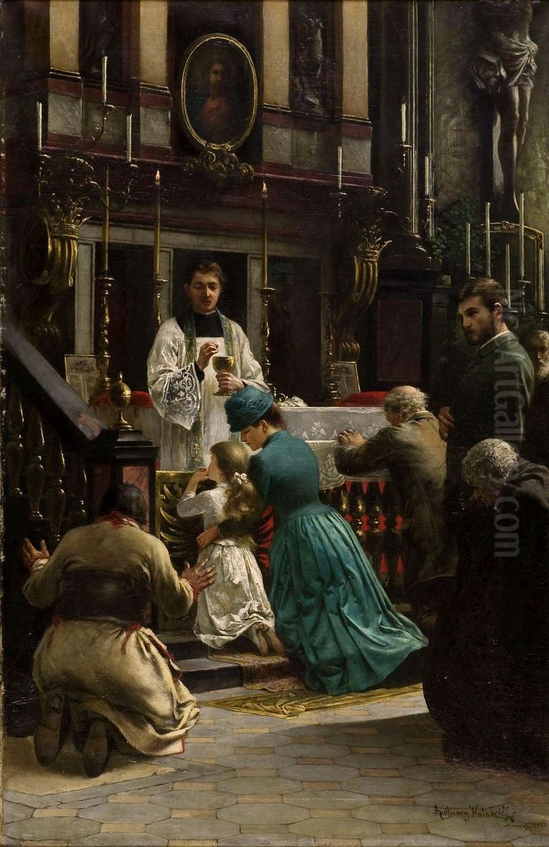 First Communion Oil Painting by unknown