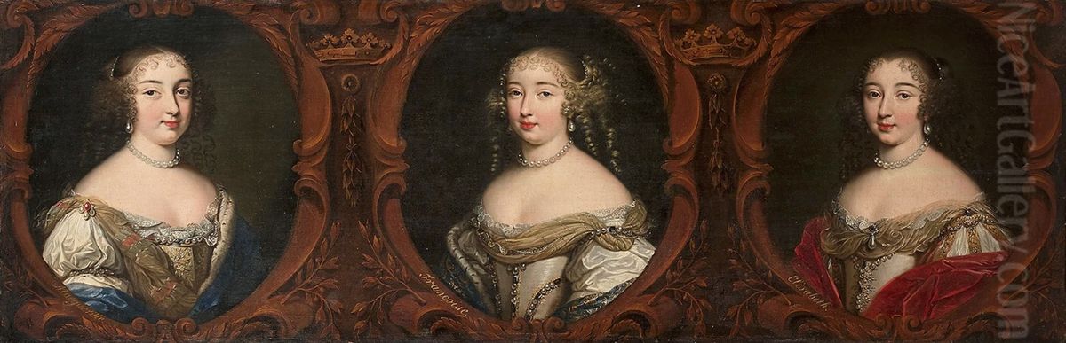 Marguerite Louise d'Orleans, Marie-Madeleine d'Orleans, Elisabeth D'Orleans Oil Painting by Pierre Mignard I