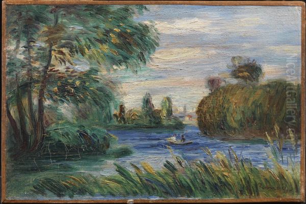 River Landscape Oil Painting by Pierre-Auguste Renoir