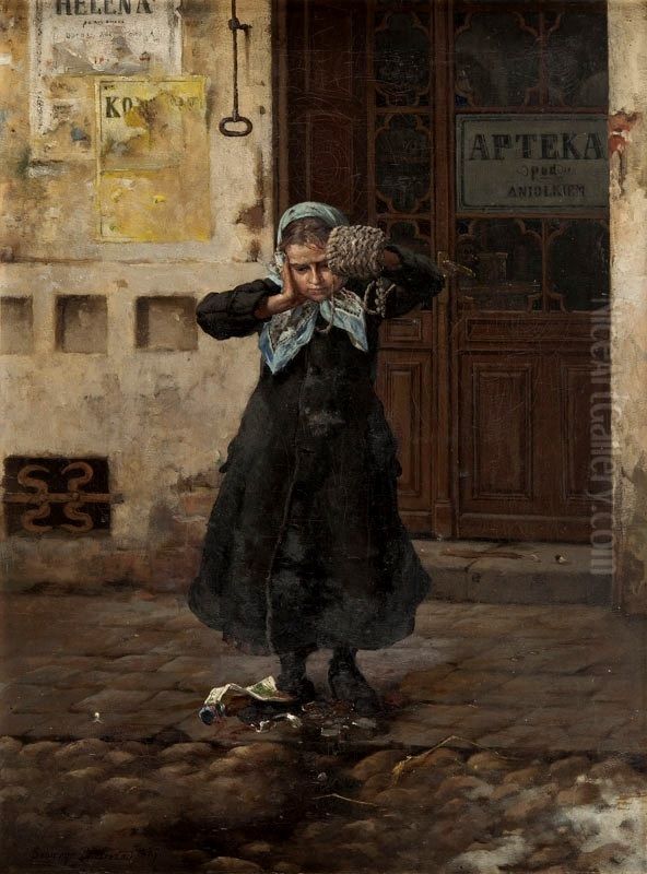 Broken Medicine Bottle Oil Painting by Seweryn Bieszczad