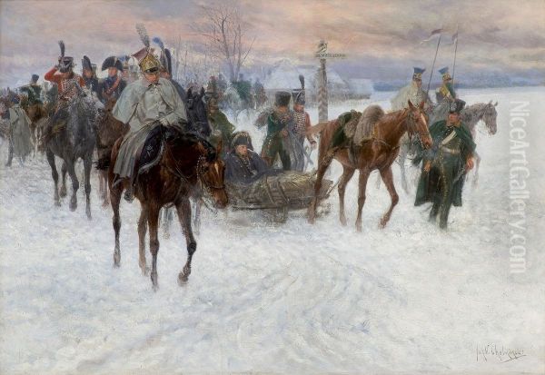 W odwrocie spod Moskwy Oil Painting by Jan Chelminski
