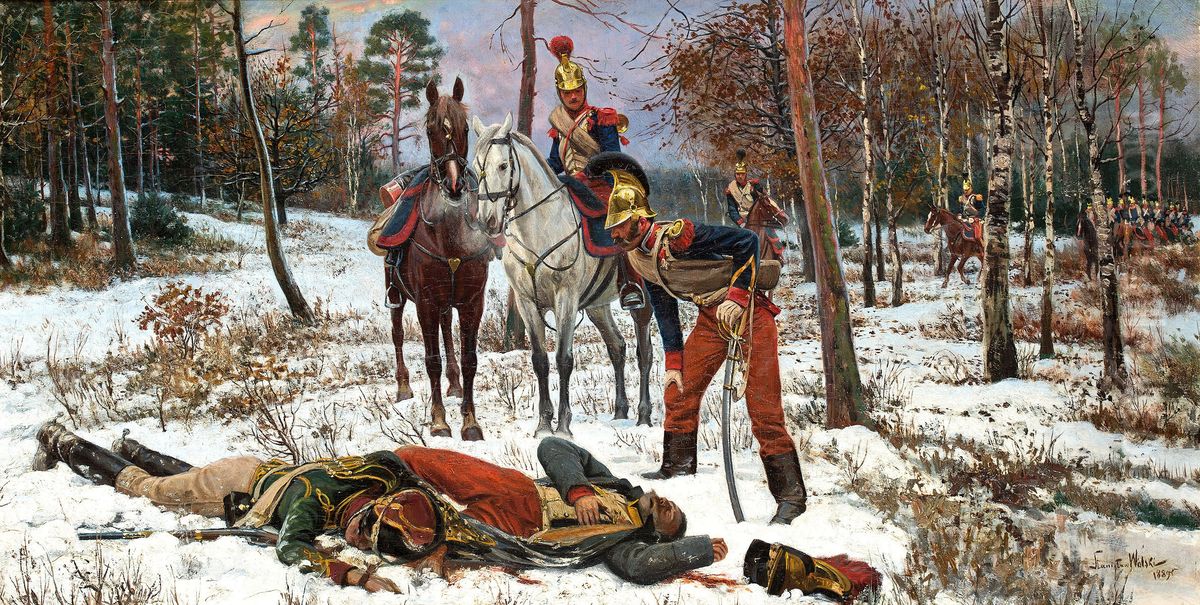 Epizod z wojny francusko-pruskiej 1871 roku Oil Painting by Stanislaw Pomian Wolski