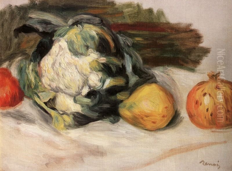 Cauliflower and pomegranates. Oil Painting by Pierre Auguste Renoir
