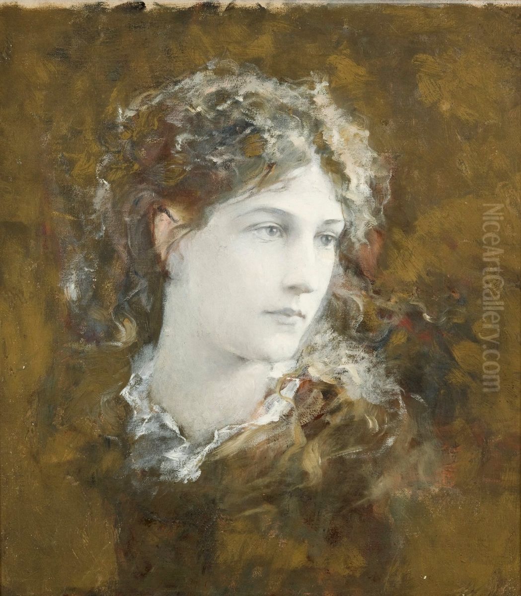 Portret Heleny Modrzejewskiej Oil Painting by Franciszek Krudowski