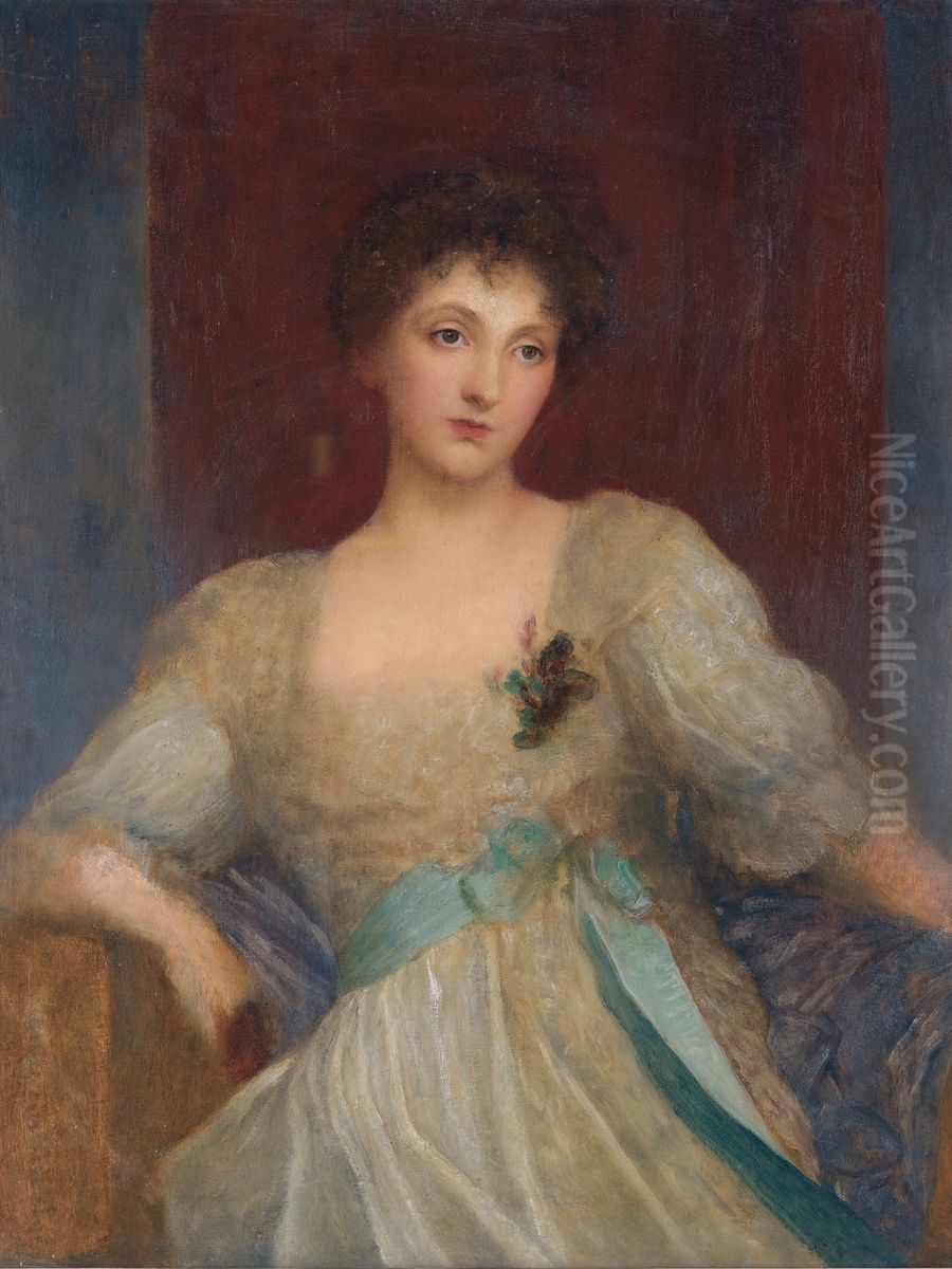 Portrait of Norah Bourke Oil Painting by George Frederic Watts