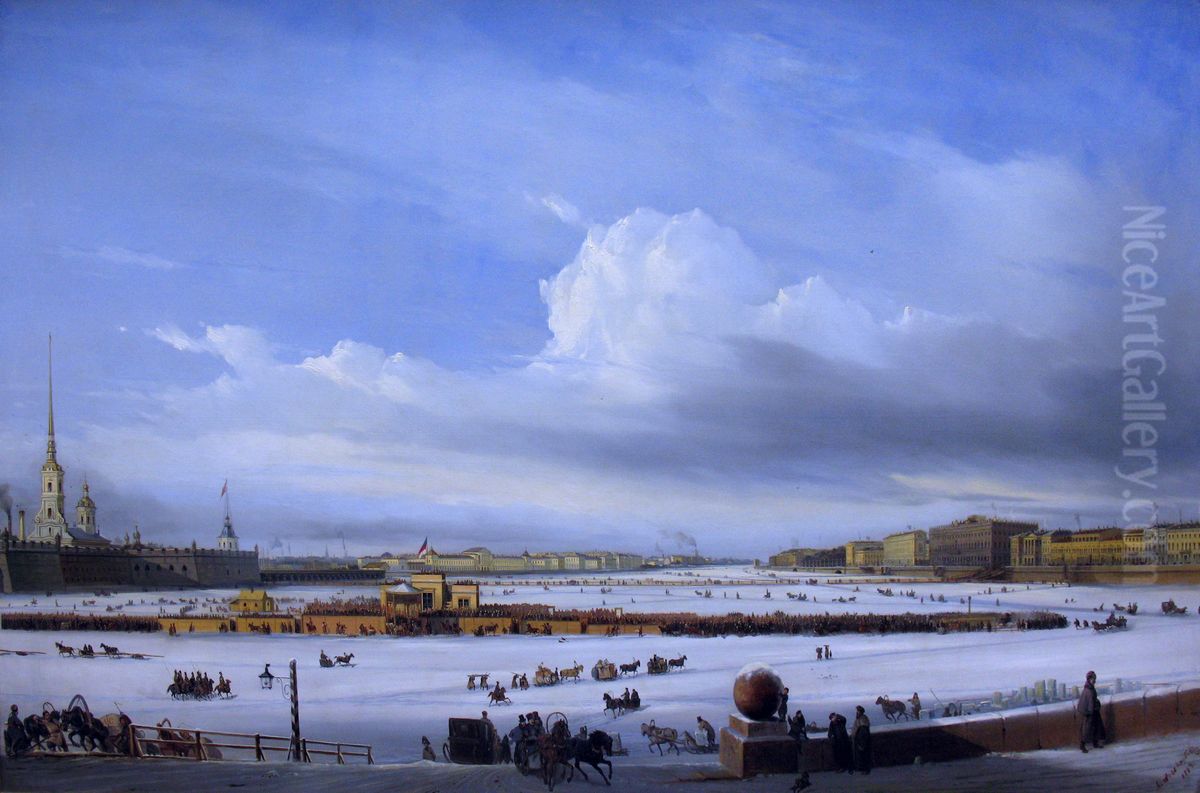 Sledging on the Neva Oil Painting by Alexey Bogolyubov Sledging on the Neva Oil Painting by Alexey Bogolyubov