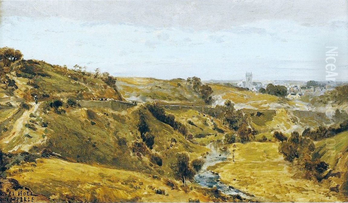 Vue de Quimperle Oil Painting by Jules Achille Noel