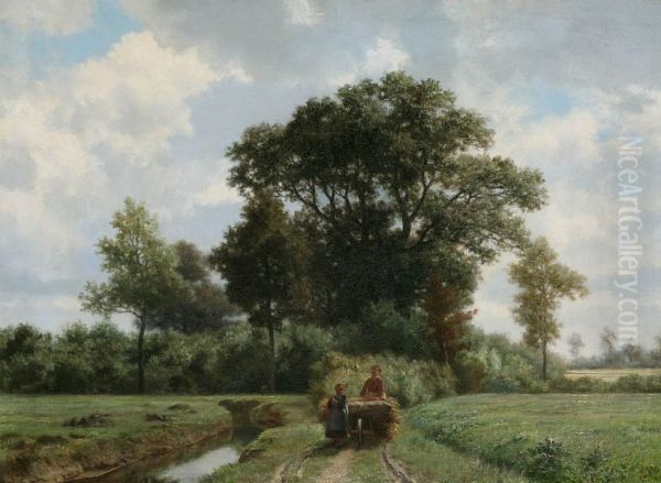 Return from the field Oil Painting by Louis Derickx