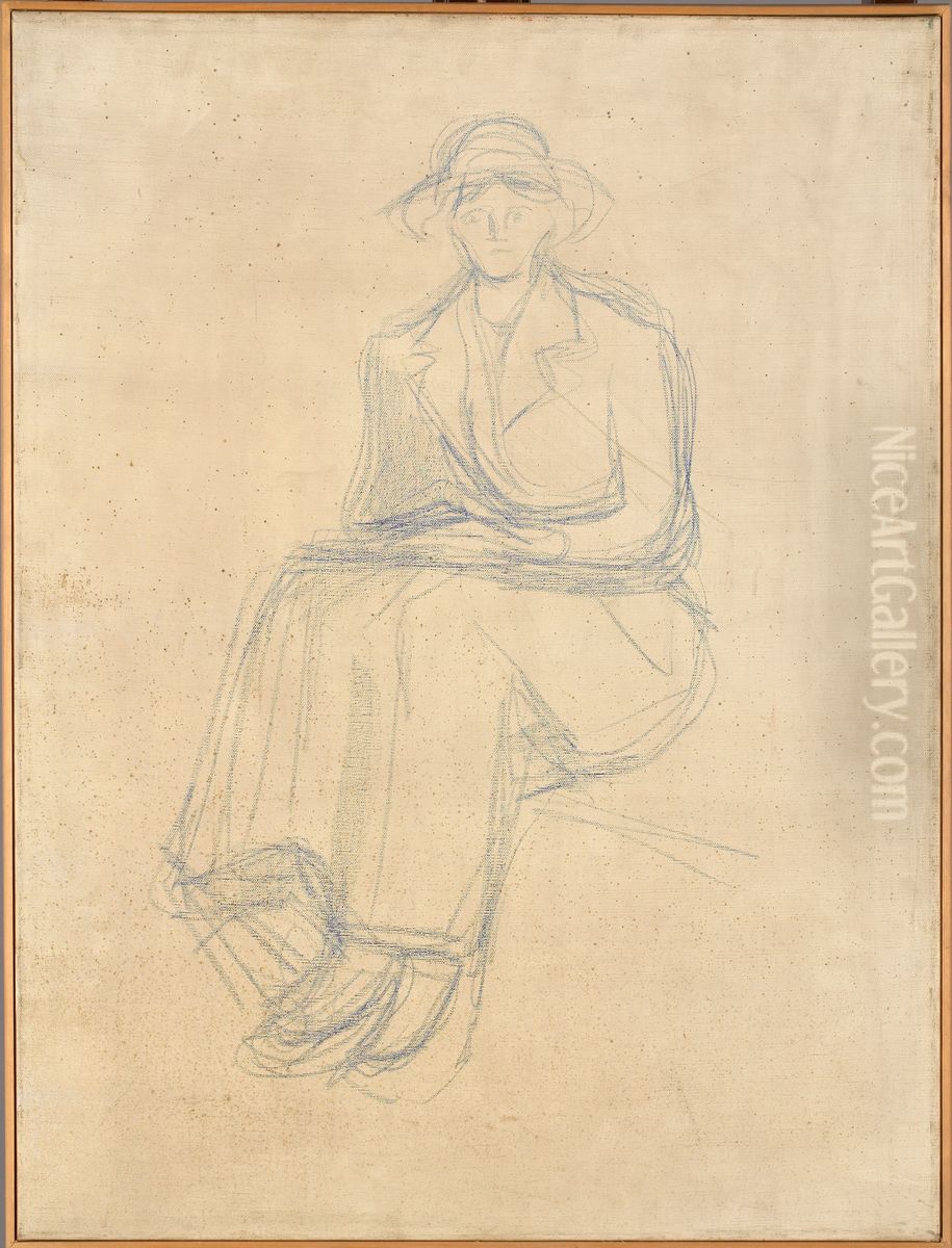 Seated Woman Oil Painting by Edvard Munch