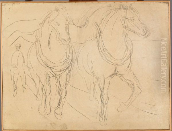 Horse Team Oil Painting by Edvard Munch