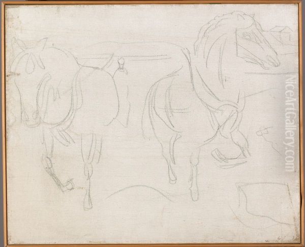 Horse Team Oil Painting by Edvard Munch