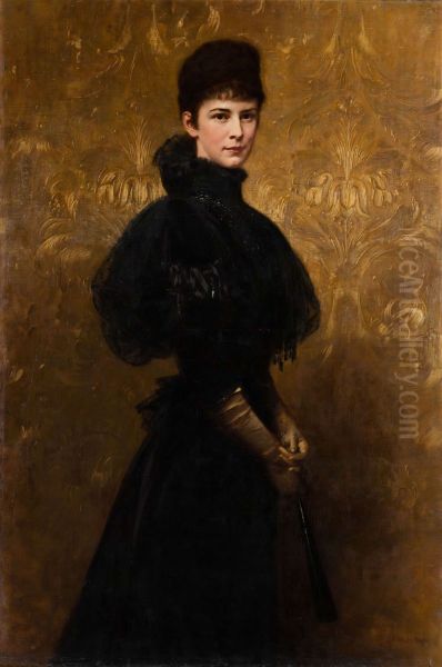 Erzsebet kiralyne portreja Oil Painting by Gyula Benczur