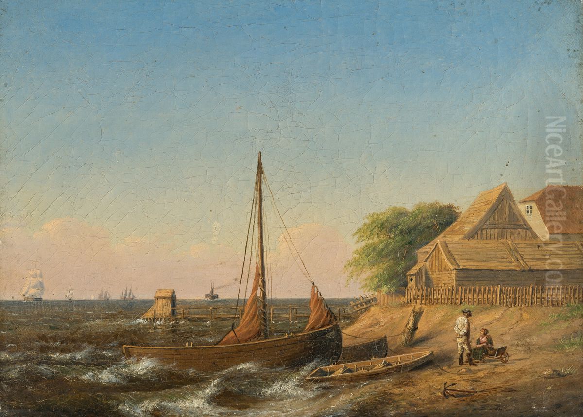 Kysten ved Laboe, Kielerfjorden. Oil Painting by Carl Baagoe