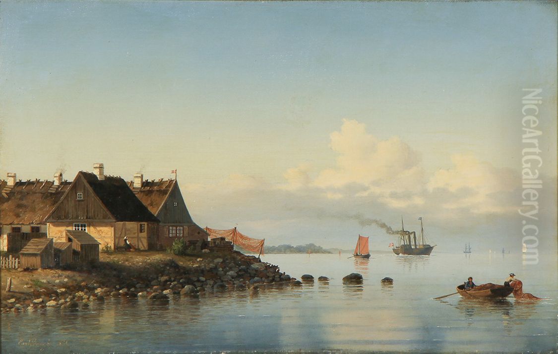 Strandparti ved Taarbaek. Oil Painting by Carl Baagoe