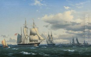 Ships in the Sound off Kronborg.
