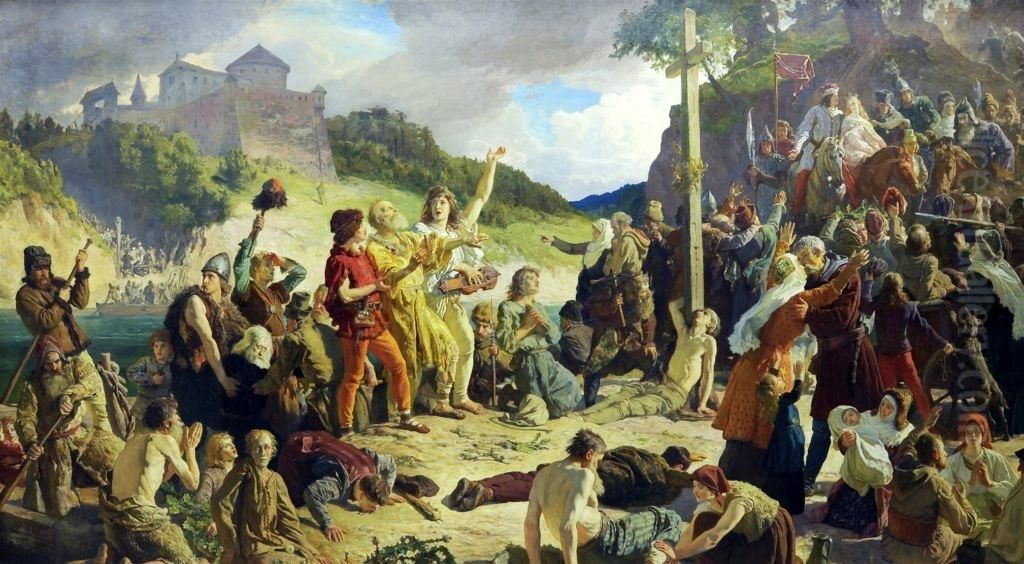 Powrot jencow polskich z litewskiej niewoli. Wiano krolewny Aldony Oil Painting by Wojciech Gerson