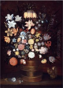 Flowers in a wooden tub