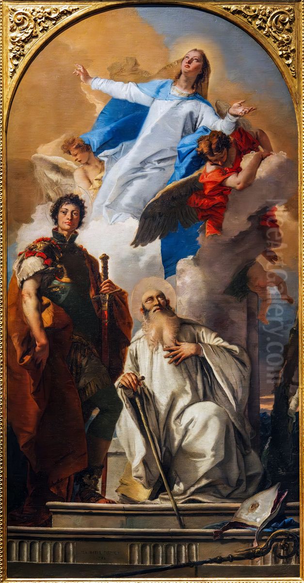 Madonna in Glory between Saints George and Romuald Oil Painting by Giovanni Battista Tiepolo