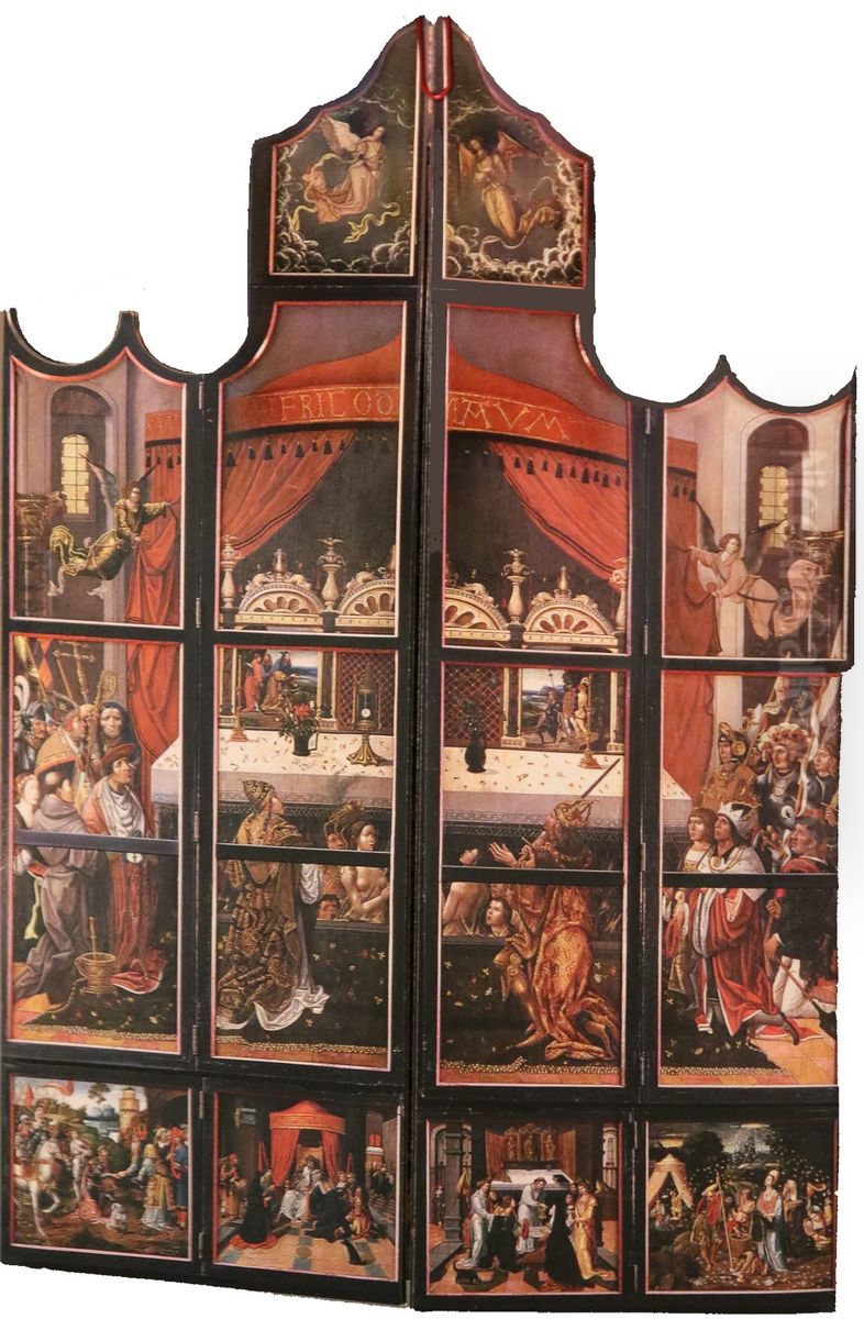 Petrikirche altarpiece closed Oil Painting by Adriaen Van Overbeke