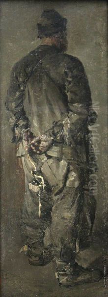 Miner holding a lamp Oil Painting by Nikolay Kasatkin