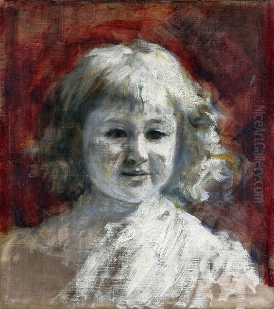 Portrait of a girl in white (Portrait de Jozia Oderfeldowna). Oil Painting by Wladyslaw Podkowinski