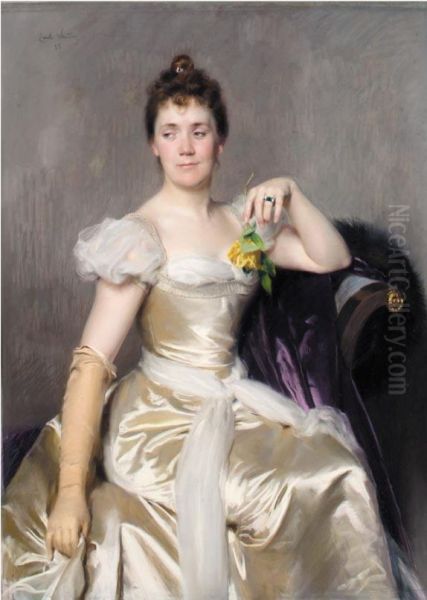 Portrait of Florence Sharon, Lady Fermor-Hesketh Oil Painting by Emile Wauters
