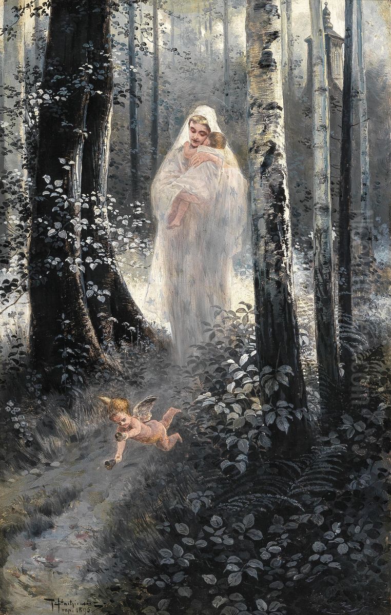 Ave Maria Oil Painting by Piotr Stachiewicz
