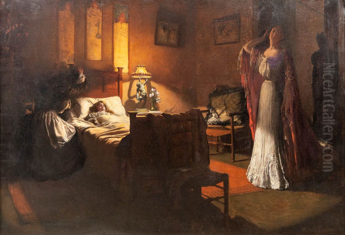 Mourning Oil Painting by Charles Van Havermaet