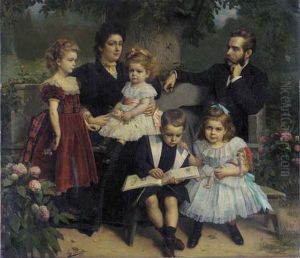 Group portrait of a family in a garden