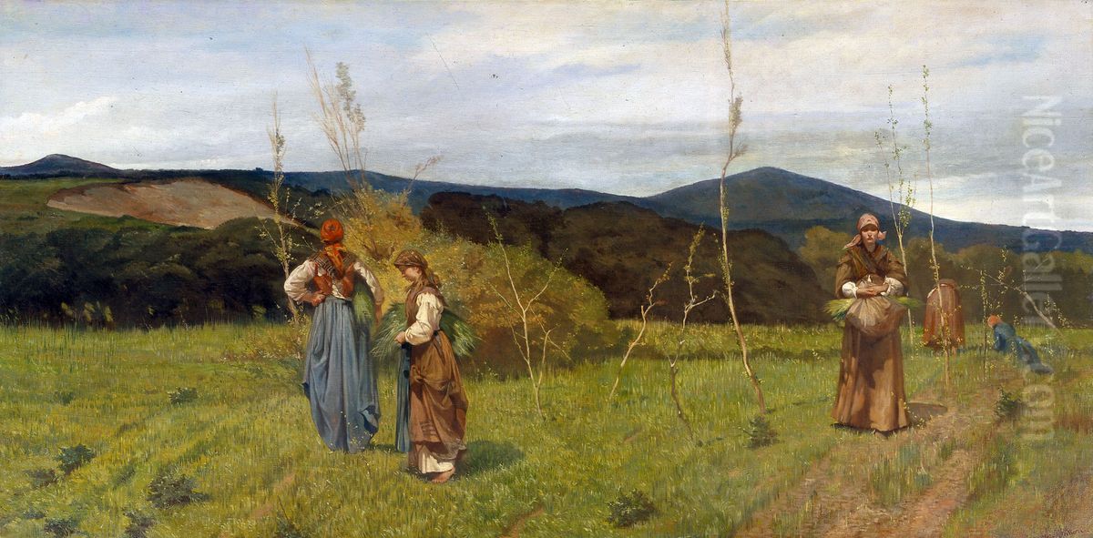 Peasant women. Neighborhood of Livorno near Antignano Oil Painting by Giovanni Fattori